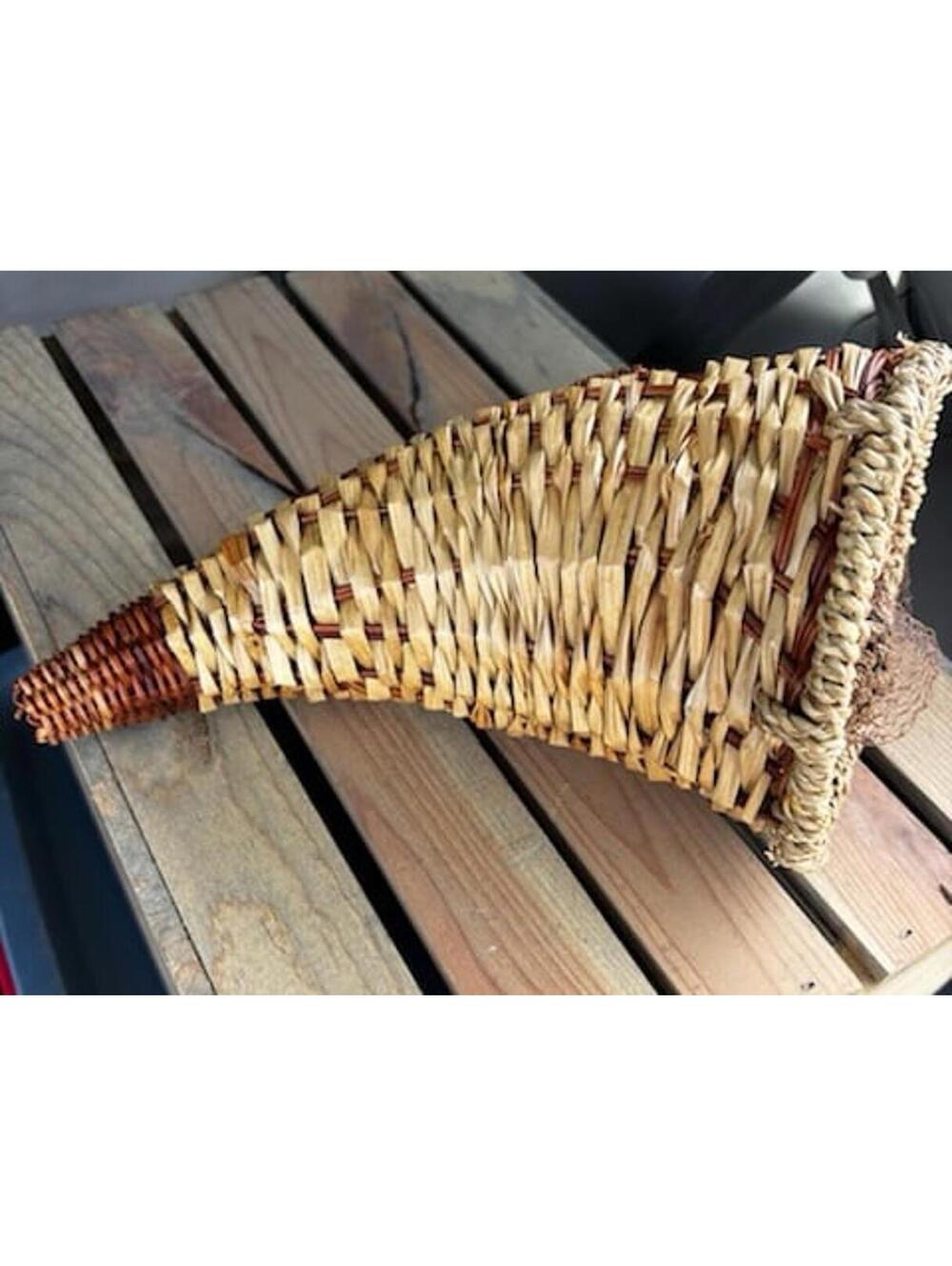 Vintage Cornucopia Woven Basket or Horn of Plenty